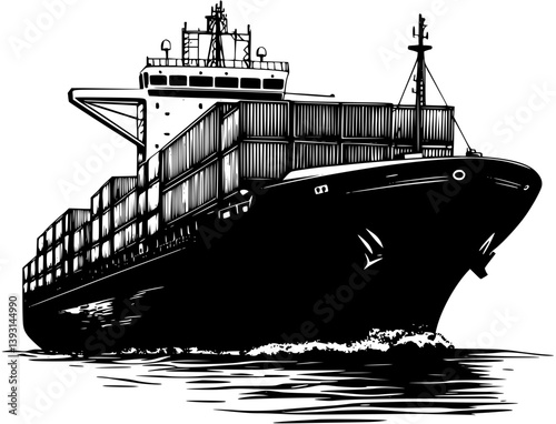 Container ship, Ship vector design, Container ship, Ship vector illustration