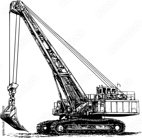 Dragline, Mining vehicle vector design, Dragline, Mining vehicle vector graphic