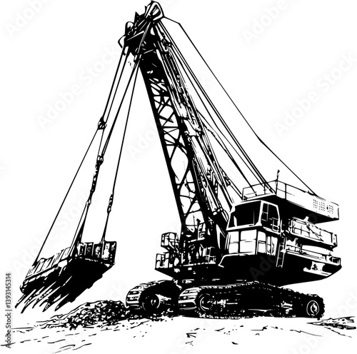 Dragline, Mining vehicle vector design, Dragline, Mining vehicle vector image