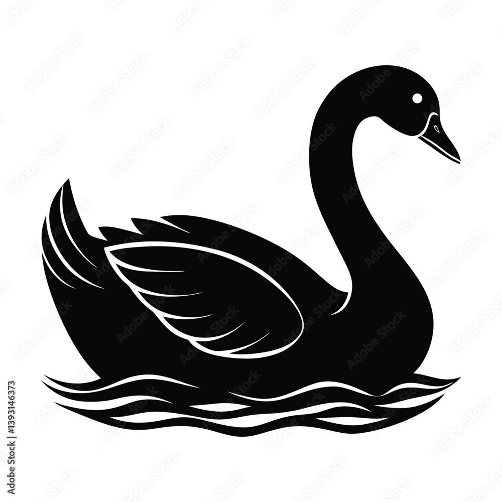Obraz premium a beautiful swan swim on water on white background