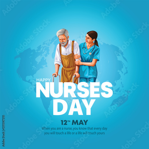 Happy International nurses day .nurse assisting her senior patient while walking. abstract vector illustration design