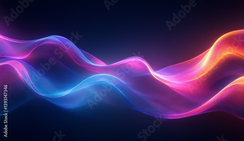 Vibrant waves of colorful light flowing beautifully across a dark background for dynamic design : Generative AI