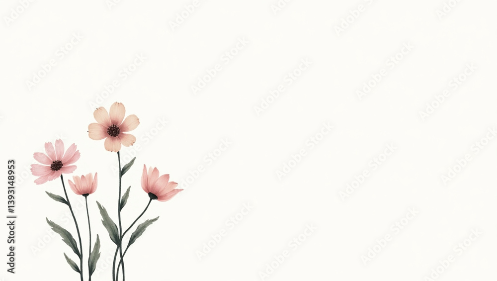 Naklejka premium Minimalist Floral Wall Art