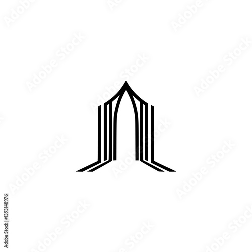 Minimalist Architectural Logo: Black Lines on White, Elegant & Modern Design