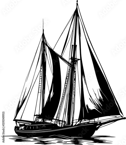 Schooner, Sailboat vector design, Schooner, Sailboat vector image