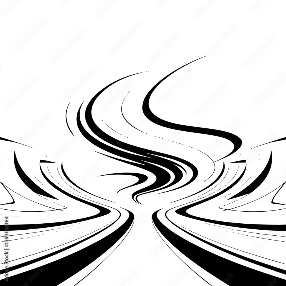 Abstract Black Lines on Gray Background