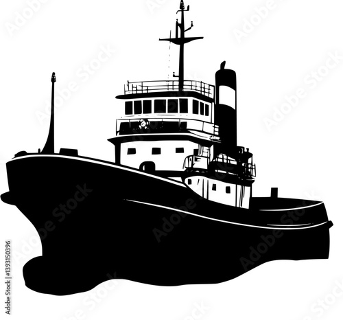 Tugboat, Commercial vessel vector design, Tugboat, Commercial vessel illustration art