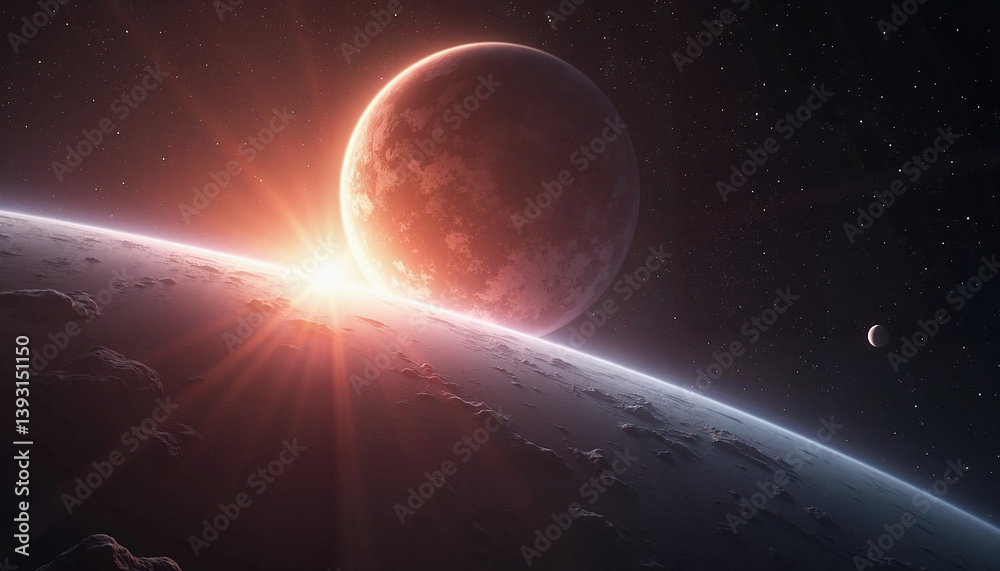 Fototapeta premium Stunning Galaxy Sunrise Over Alien Planet 