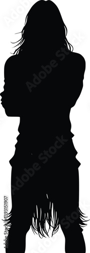 Silhouette of a Confident Long-Haired Figure