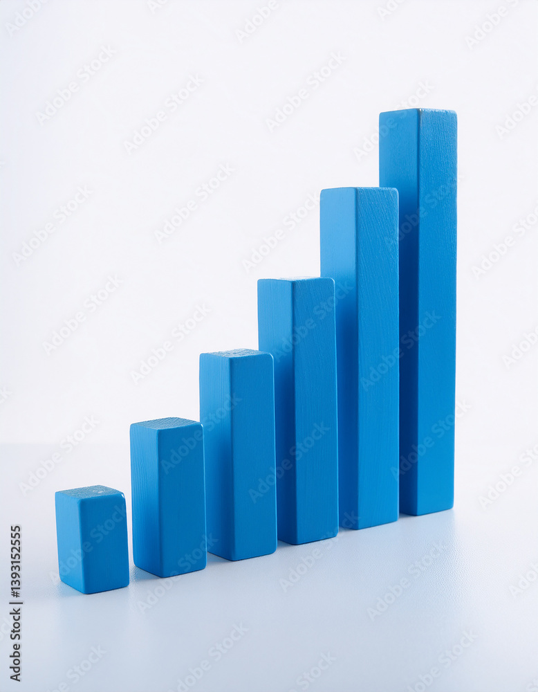 Blue 3D bar graph isolated on white background. Growing business, success and improvement. Blue 3D bar graph isolated on white background. Growing business, success and improvement.