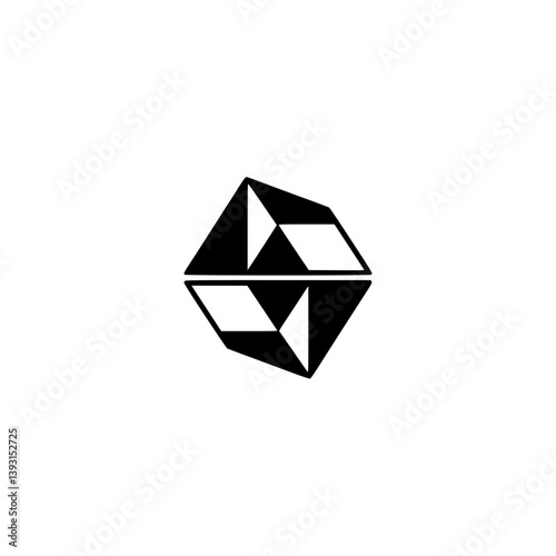 Geometric Diamond Logo Design: Minimalist Black and White Icon on White Background