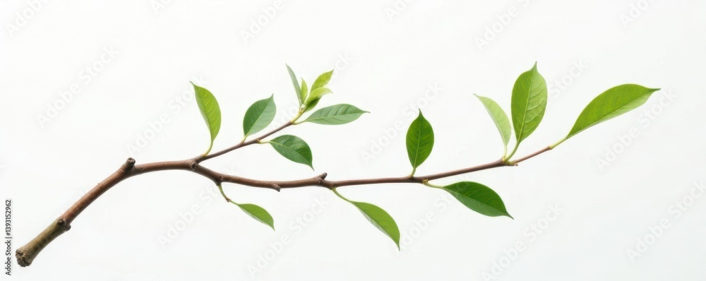 Single branch isolated on white background with subtle texture, simple, white background Single branch isolated on white background with subtle texture, simple, white background
