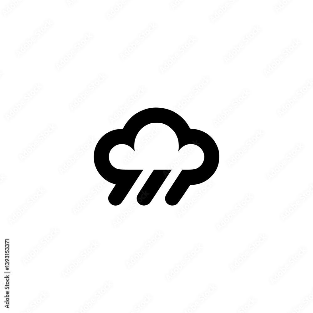 Minimalist Rainy Weather Icon on White Background Minimalist Rainy Weather Icon on White Background