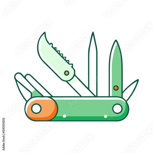 Minimalist Multi-Tool Icon with Blades and Fork  