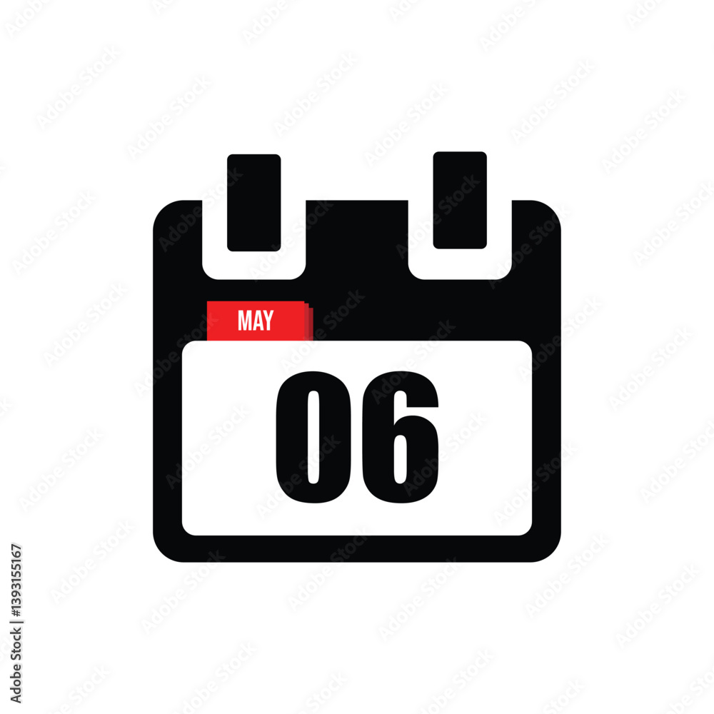 calender icon, 06 may icon with white background calender icon, 06 may icon with white background