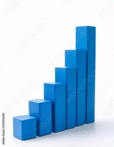 Blue 3D bar graph isolated on white background. Growing business, success and improvement. Free Download Blue 3D bar graph isolated on white background. Growing business, success and improvement. - GFXLoad