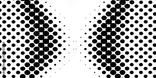 Monochrome abstract black and white halftone dots pattern seamless distressed textured background pop art template vector illustration, black abstract dotted halftone texture on white background.