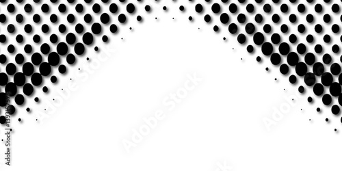 Monochrome abstract black and white halftone dots pattern seamless distressed textured background pop art template vector illustration, black abstract dotted halftone texture on white background.