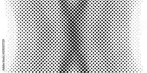 Monochrome abstract black and white halftone dots pattern seamless distressed textured background pop art template vector illustration, black abstract dotted halftone texture on white background.