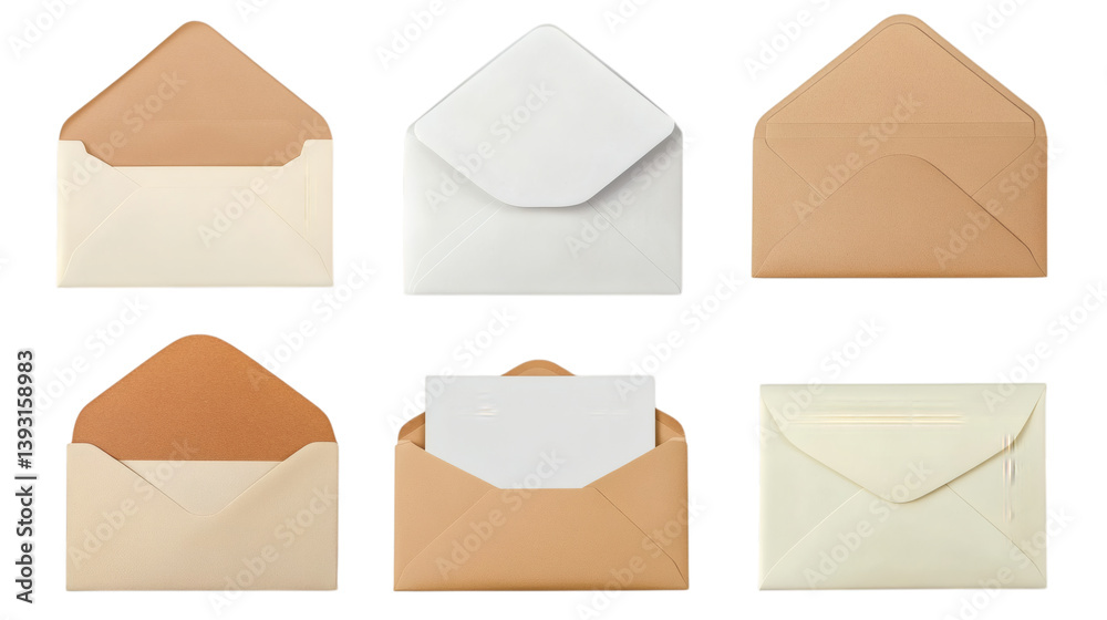 Set collection of blank letter envelopes isolated on white background Set collection of blank letter envelopes isolated on white background
