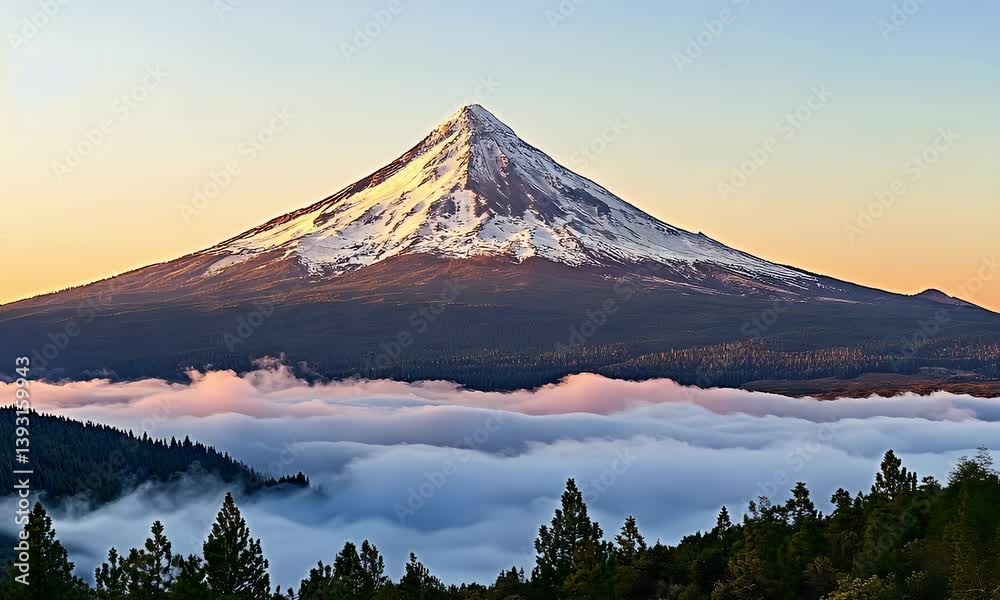 Majestic Snowcapped Mountain Peak at Sunrise Majestic Snowcapped Mountain Peak at Sunrise