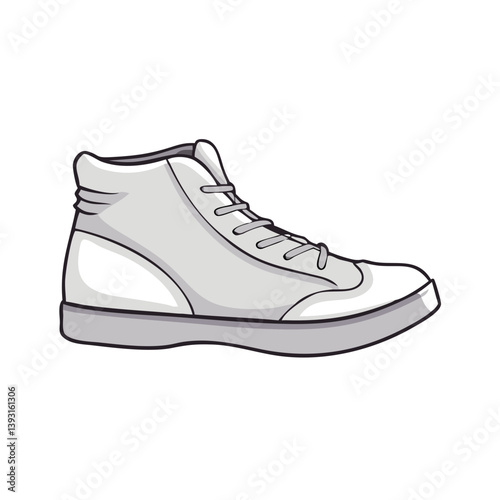 Single sneaker illustration in minimalist style with a clean design and monochromatic colors on transparent background
