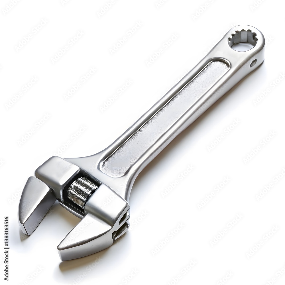 Adjustable Wrench, Silver Tool, Metal Wrench