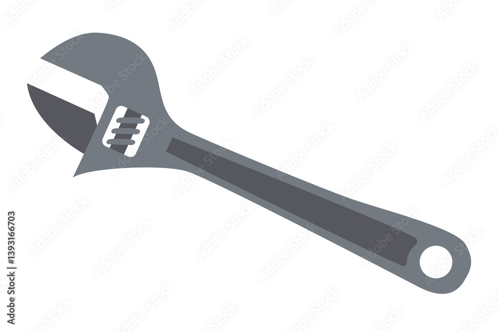 Adjustable wrench for construction, plumbing, and repair. Flat isolated vector illustration Adjustable wrench for construction, plumbing, and repair. Flat isolated vector illustration