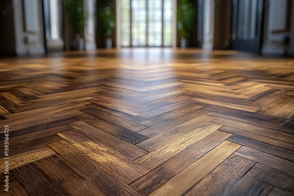Elegant Parquet Flooring with Herringbone Pattern Classic Wood Texture for Interiors Design and Architectural Visuals : Generative AI