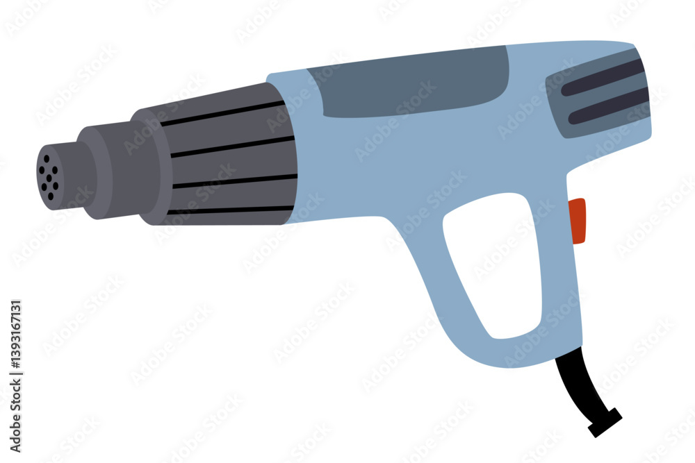 Electric heat gun flat vector Illustration icon for crafting, home improvement, or construction visuals. Electric heat gun flat vector Illustration icon for crafting, home improvement, or construction visuals.