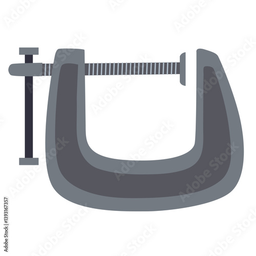 G-clamp for woodworking or metalworking, hand drawn flat vector illustration