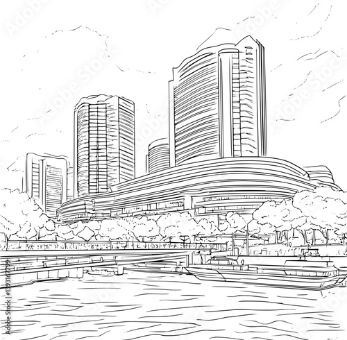Convention center coloring book vector design, Convention center vector graphic