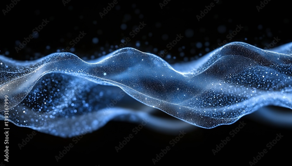 Fototapeta premium Beautiful abstract wave pattern with glowing particles on a dark background for stunning visual effects : Generative AI