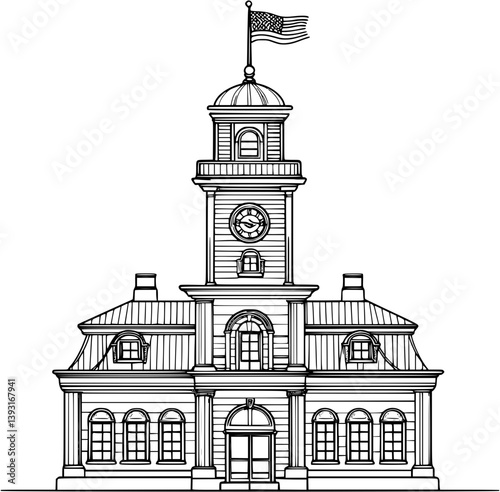 Fire station coloring book vector design, Fire station vector graphic