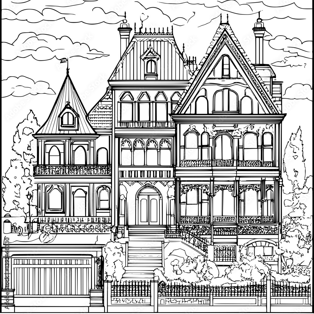 Obraz premium Packing house coloring book vector design, Packing house vector illustration