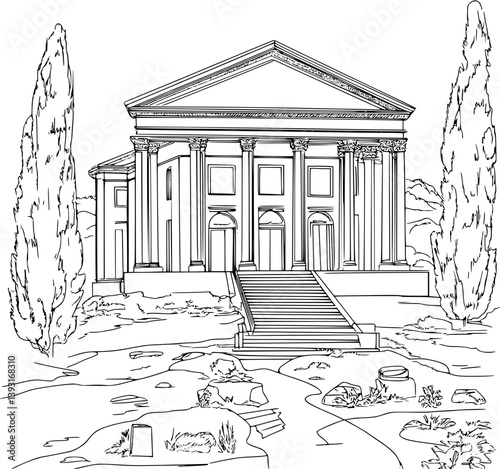 Museum coloring book vector design, Museum vector image