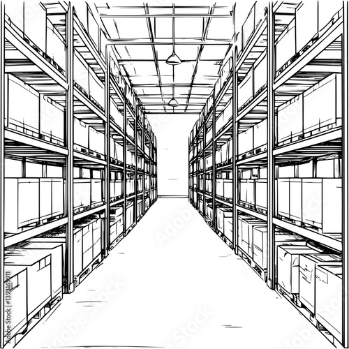 Distribution center coloring book vector design, Distribution center vector graphic