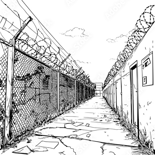 Detention center coloring book vector design, Detention center vector graphic