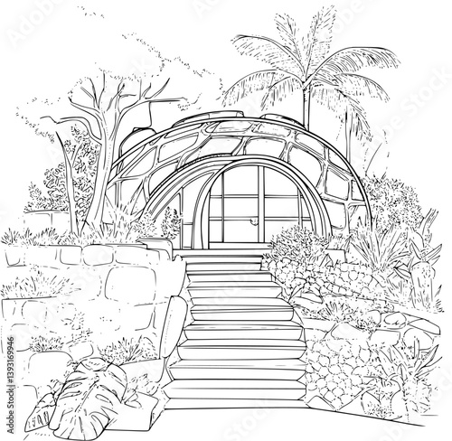 Earthship coloring book vector design, Earthship vector image