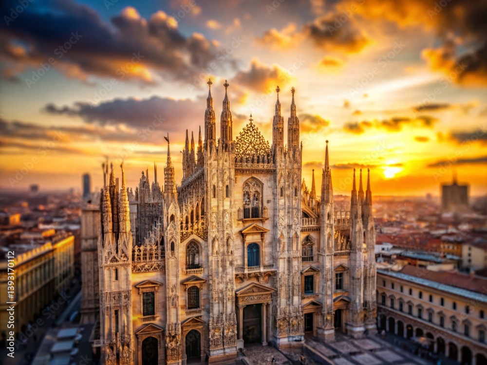 Fototapeta premium Breathtaking Panoramic View of Milan Duomo and the Italian Skyline A Detailed Perspective of the Architectural Marvel