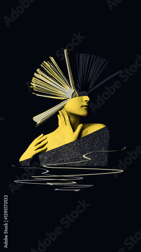 Female head with books as a metaphor for a education. Art collage.