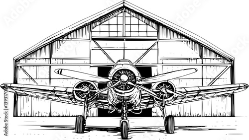 Hangar coloring book vector design, Hangar vector illustration