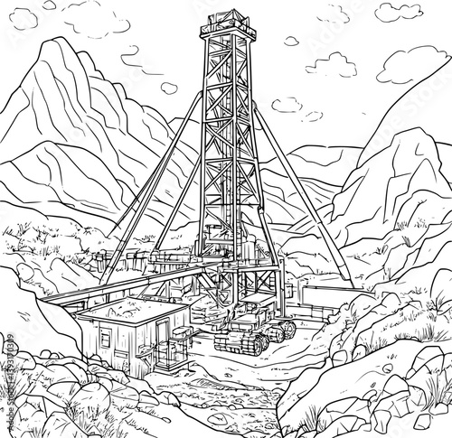 Mining facility coloring book vector design, Mining facility vector image