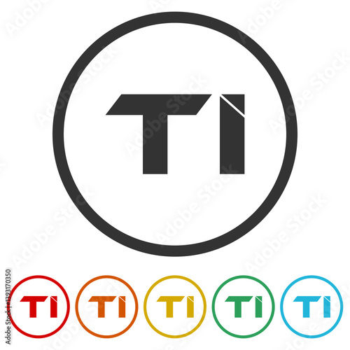 Letter TI logo. Set icons in color circle buttons