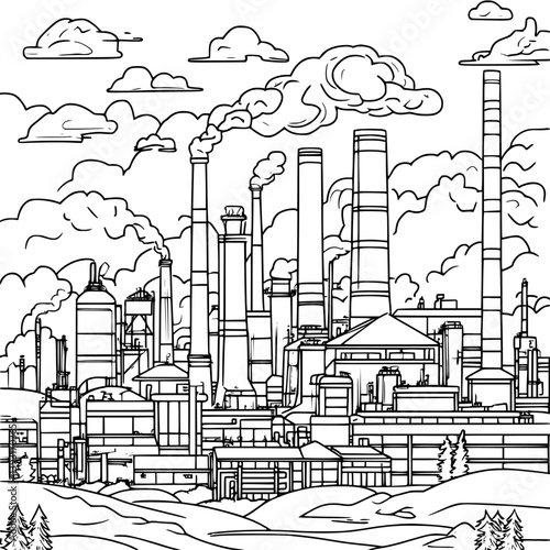 Manufacturing plant coloring book vector design, Manufacturing plant vector image