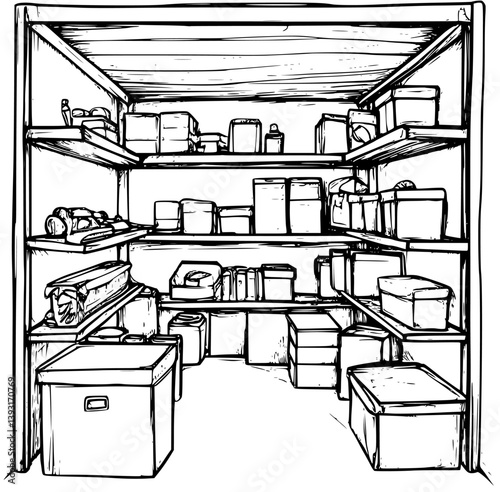 Storage facility coloring book vector design, Storage facility vector image