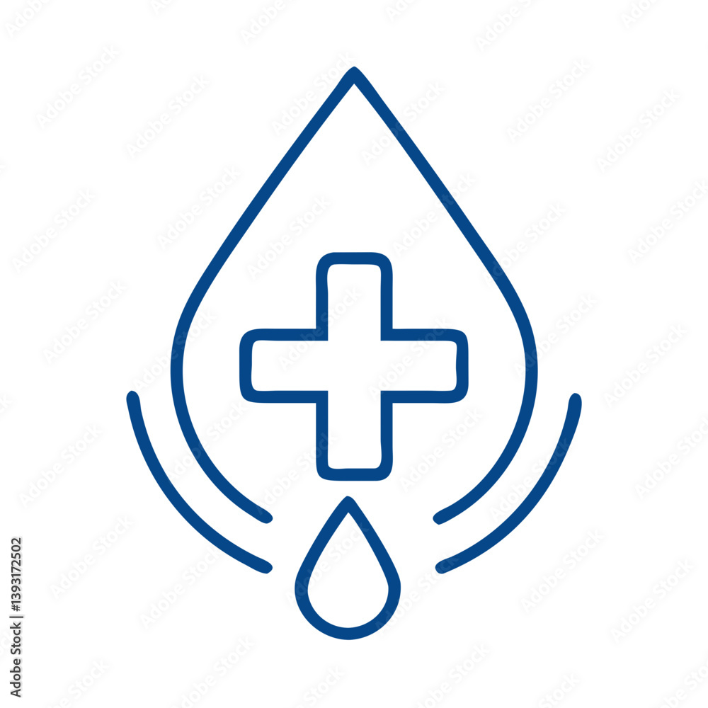 Fototapeta premium Medical Cross Inside Blood Drop Icon 