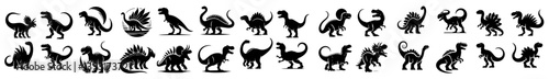 Dinosaur silhouette collection with white background