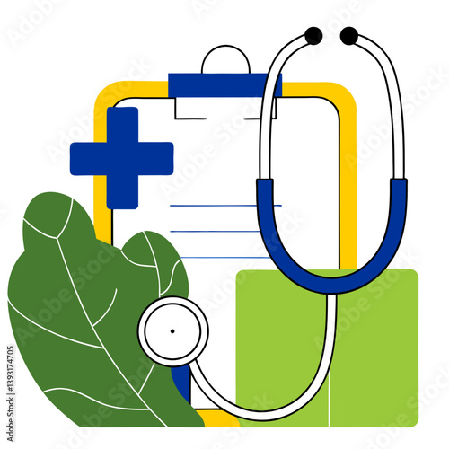 Vector line icon of a stethoscope in modern flat style representing medical profession, diagnosis, and