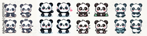 cute cartoon vector collection of a panda